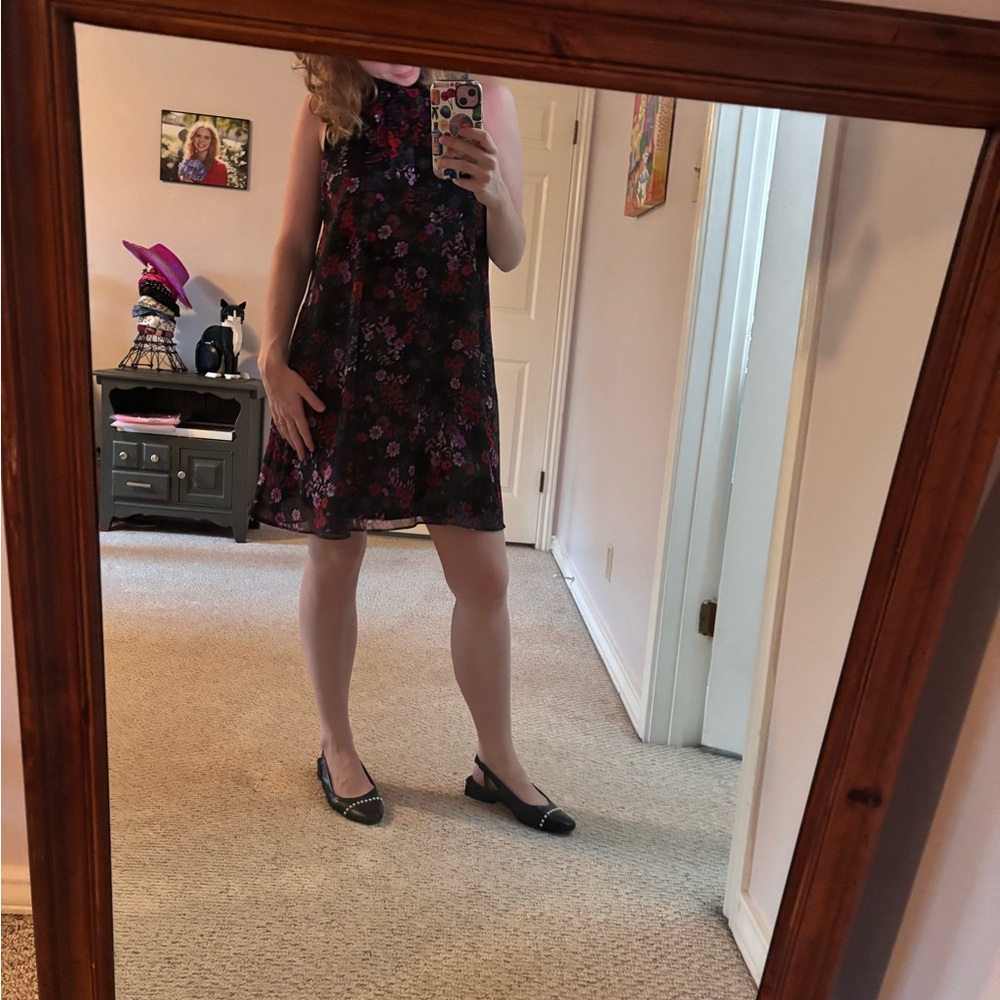 Calvin Klein Black and Pink Sleeveless Mini Sundress